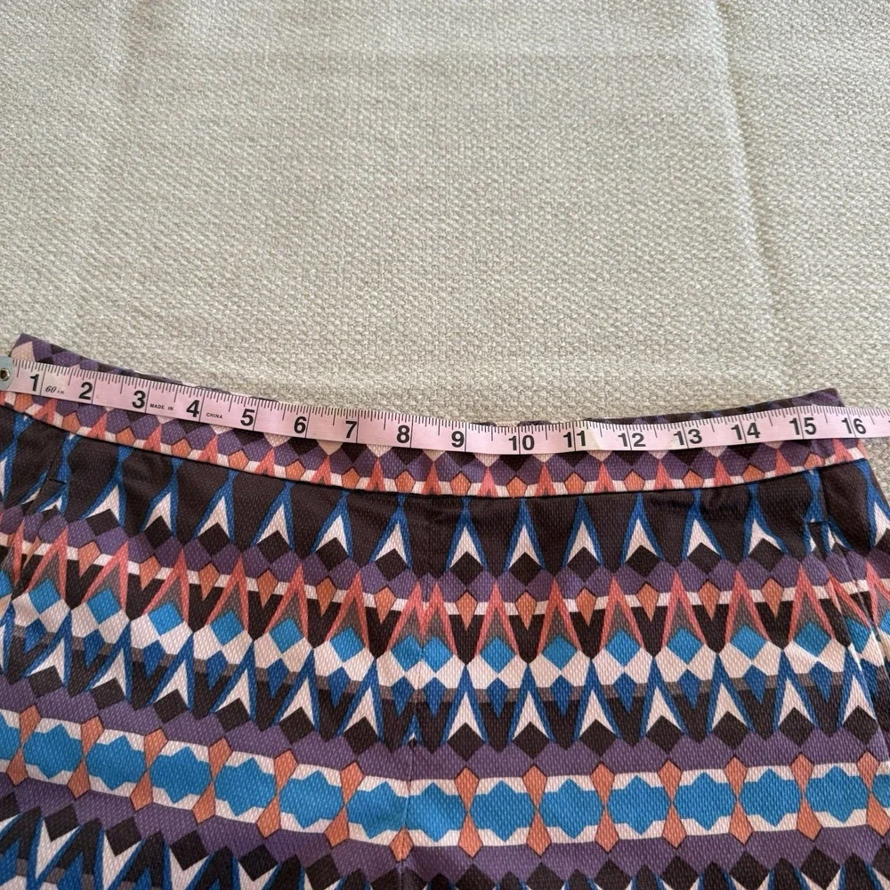 J Crew Shorts Tribal Print Back Zipper Cotton Stretch A6430 Womens‎ 6